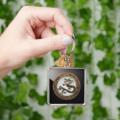 Porte-clés [600] Dragon oriental sacré noir et or (main)