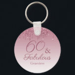Porte-clés 60 et fabuleux Rose Gold rose Parties scintillant<br><div class="desc">60 et Rose fabuleux porte - clé de Parties scintillant à goutte rose or</div>