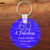 Porte-clés 60 & fabuleux anniversaire bleu argent ajouter nom (Recto)