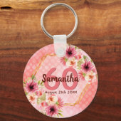 Porte-clés 60e anniversaire corail or dahlia fleurs (Recto)