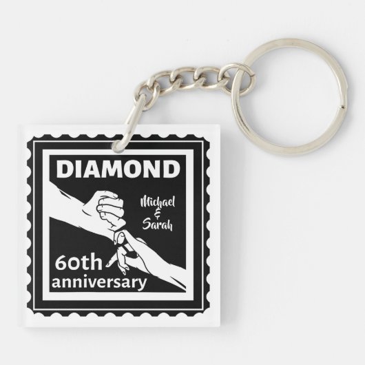 Porte-clés 60e anniversaire du mariage diamant traditionnel (Dos)