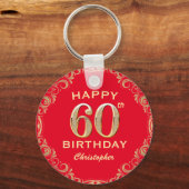 Porte-clés 60e anniversaire Parties scintillant rouge et or c (Recto)