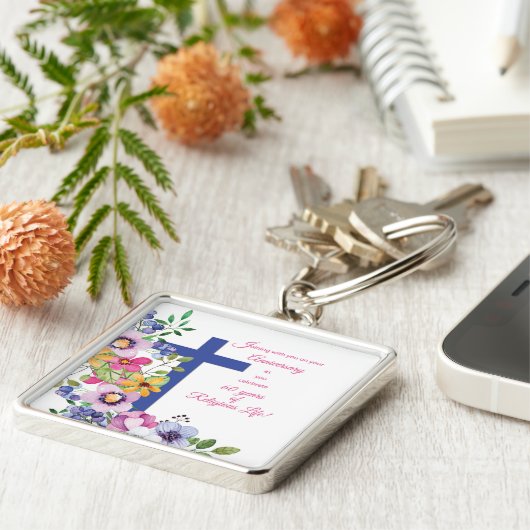 Porte-clés 60e anniversaire, religieuse Croix de la vie (Côté)