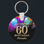 Porte-clés 60e fête d'anniversaire Ballons noirs et or<br><div class="desc">60e fête d'anniversaire Black and Gold Colorful Balloons et Porte - clé Confetti. Pour plus de personnalisation,  cliquez sur le bouton "Customiser" et utilisez notre outil de conception pour modifier ce modèle.</div>