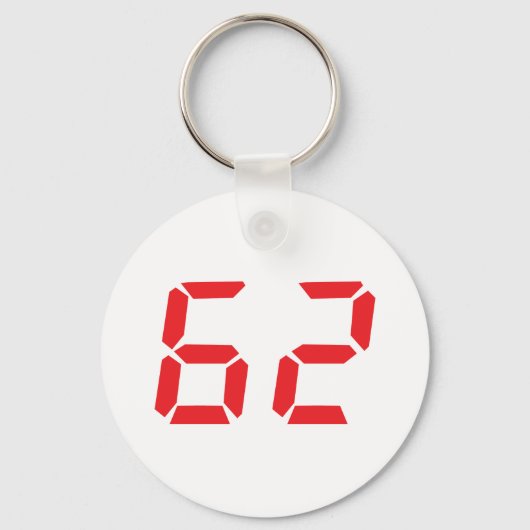 Porte-clés 62 soixante-deux réveil rouge numéro numérique (Recto)