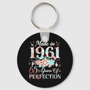 Porte-clés 65 ans faits en 1961 Floral 65e anniversaire