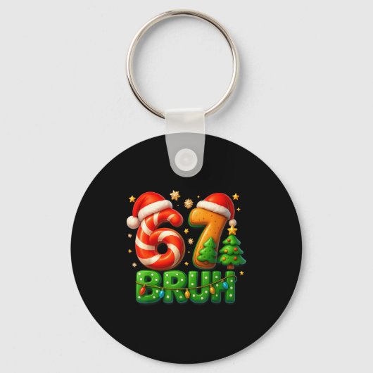 Porte-clés 67 Bruh Christmas Candy Cane Gingerbread Design Xm (Recto)
