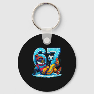 Porte-clés 67 Cadeau de mème drôle de football de pingouin d'