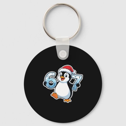 Porte-clés 67 Christmas Penguin Santa Hat Birthday Holiday  (Recto)
