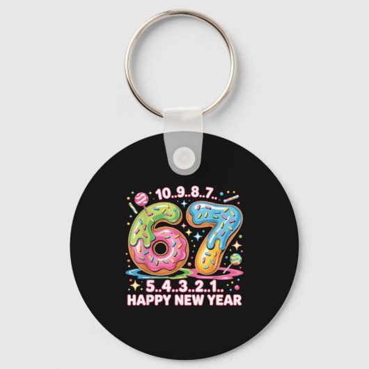 Porte-clés 67 Countdown Happy New Year 2026 Funny Donut Numbe (Recto)