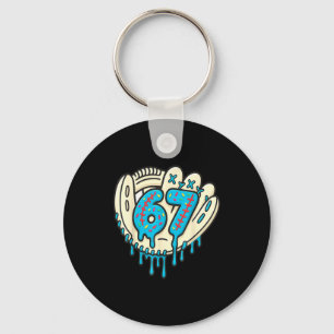 Porte-clés 67 Crème glacée qui dégouline Drôle Six Sept Baseb
