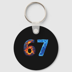 Porte-clés 67 Feu Glace Numéro Drôle Six Sept Mème 6 7