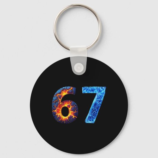 Porte-clés 67 Fire Ice Number Funny Six Seven Meme 6 7 (Recto)