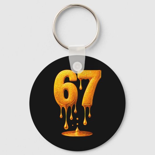 Porte-clés 67 Gold Drip Six Seven Mème Drôle (Recto)