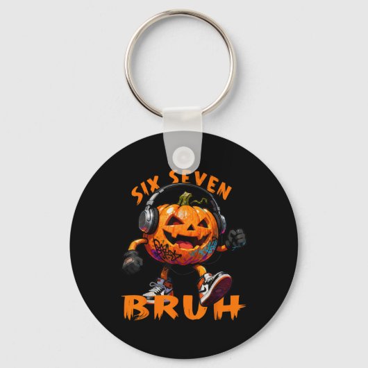 Porte-clés 67 Halloween Funny Six Seven Meme Brainrot Pumpkin (Recto)