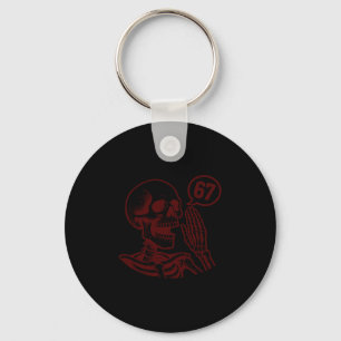 Porte-clés 67 Halloween Squelette Six Sept Mème Brainrot Drôl