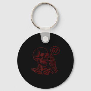 Porte-clés 67 Halloween squelette Six Sept Mème Brainrot Drôl