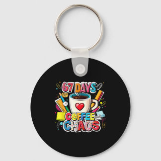 Porte-clés 67 jours de café et de chaos Design de mème coloré