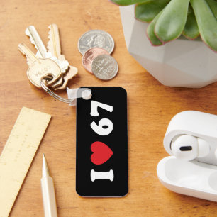 Porte-clés 67 Mème drôle J'aime six sept 67ème anniversaire