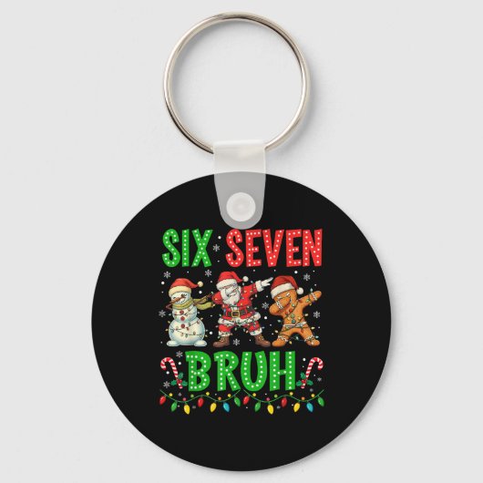 Porte-clés 67 Meme Six Seven Bruh Dabbing Père Noël 6 7 Drôle (Recto)