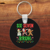 Porte-clés 67 Meme Six Seven Bruh Dabbing Père Noël 6 7 Drôle (Recto)