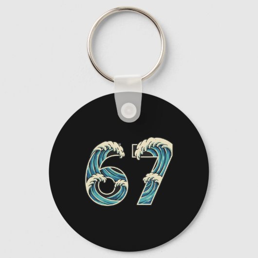 Porte-clés 67 Meme Six Seven Génération Alpha Argot Wave Surf (Recto)