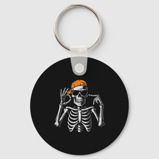 Porte-clés 67 Mème Squelette Branché Halloween Drôle Six Sept (Recto)