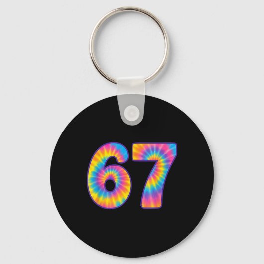 Porte-clés 67 Mème Tie Dye Rétro Six Sept  (Recto)