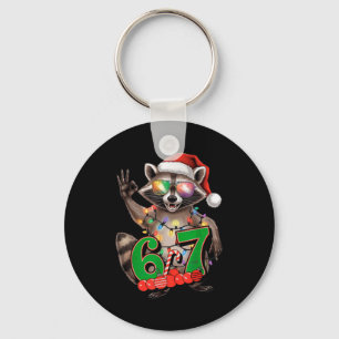 Porte-clés 67 Noël Raccoon Drôle Festif 6-7 Mème Garçons G