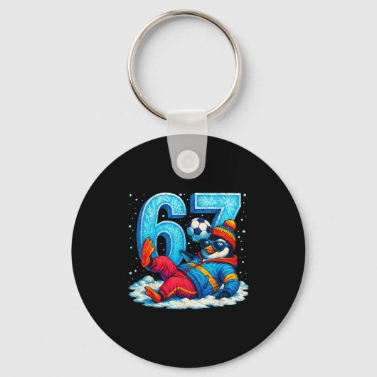Porte-clés 67 Penguin Soccer Funny Winter Meme Gift (Recto)