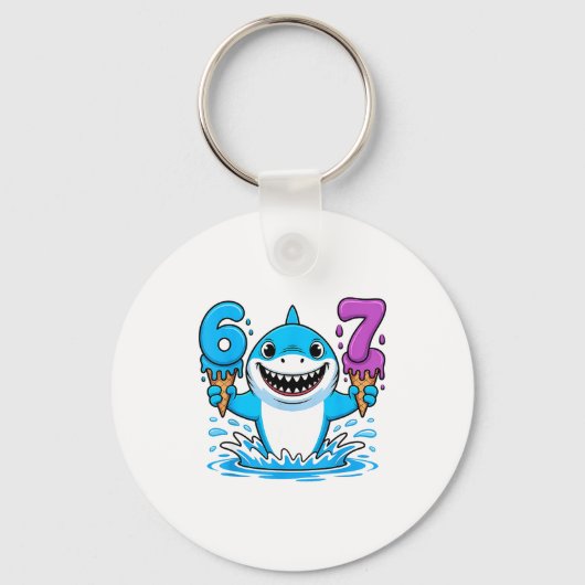 Porte-clés 67 Shark Six Seven Ice Cream Drip Funny Gen Alpha (Recto)