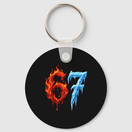 Porte-clés 67 Six Seven 6-7 Flaming Ice Funny Teen Kids Meme (Recto)