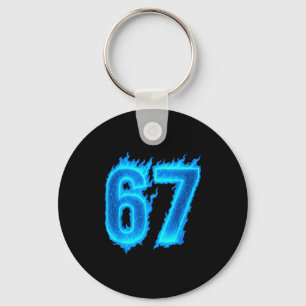 Porte-clés 67 Six Seven Flamme Bleue Coloré Cool Drôle 6 7 Mo