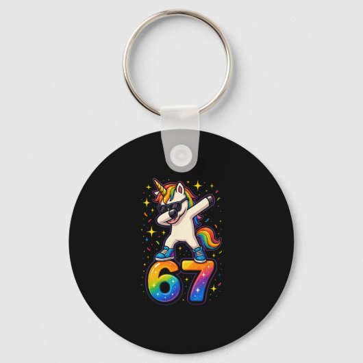 Porte-clés 67 Unicorn Dabbing Six Sept Mème Drôle (Recto)