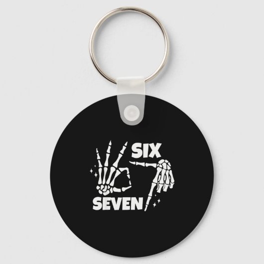 Porte-clés 6 7 Meme Funny Skeleton Hands Halloween Couples Si (Recto)