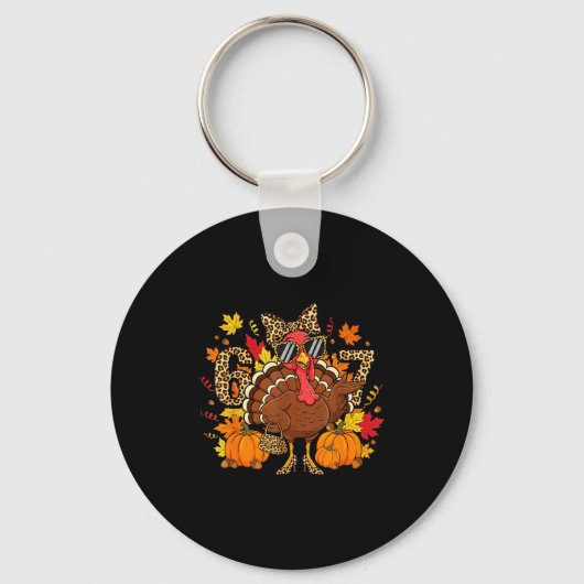 Porte-clés 6 7 Thanksgiving Funny Leopard Bow Turkey Six Seve (Recto)
