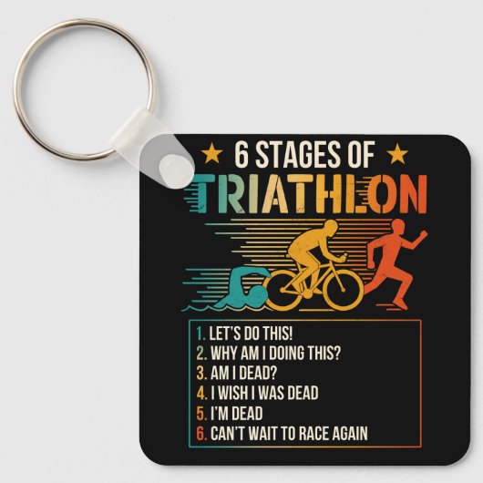 Porte-clés 6 Étapes Des Athlètes De Triathlon Triathlètes Cou (Recto)