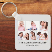 Porte-clés 6 sections Photo personnalisée Cadres gris minimal (Recto)