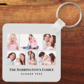 Porte-clés 6 sections Photo personnalisée Cadres gris minimal (Verso)