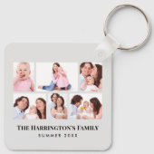 Porte-clés 6 sections Photo personnalisée Cadres gris minimal (Dos)