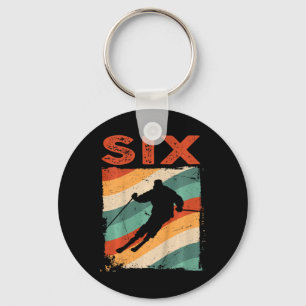 Porte-clés 6e anniversaire Retro Ski Ski 6 ans Garçons Fille