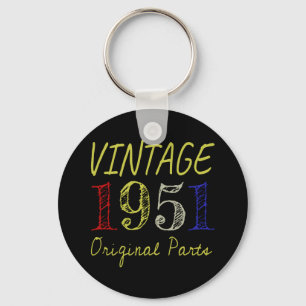 Porte-clés 70e anniversaire Cadeau Vintage 1951 Pièces origin