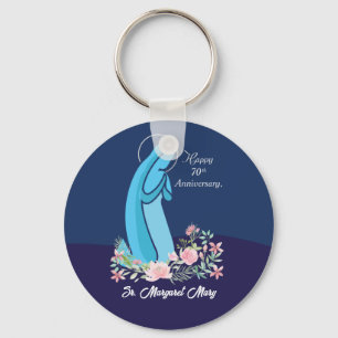 Porte-clés 70e anniversaire de la vie religieuse Nun Fleur ro