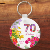 Porte-clés 70e anniversaire fête moderne porte - clé floral (Recto)