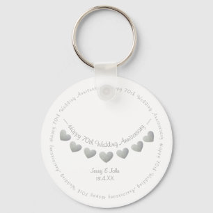 Porte-clés 70e Mariage Platine cadeau Anniversaire