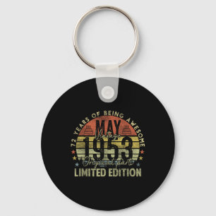 Porte-clés 72e anniversaire Cadeaux Vintage mai 1953 72 ans