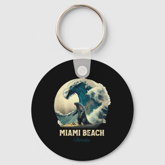 Porte-clés 7plage de Miami Floride Surfing Planche de surf (Recto)