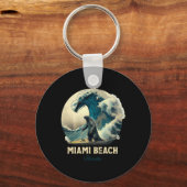Porte-clés 7plage de Miami Floride Surfing Planche de surf (Recto)