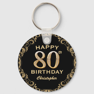 Porte-clés 80e anniversaire de la Parties scintillant Black a