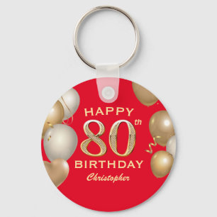 Porte-clés 80e Anniversaire des Ballons Rouge et Or